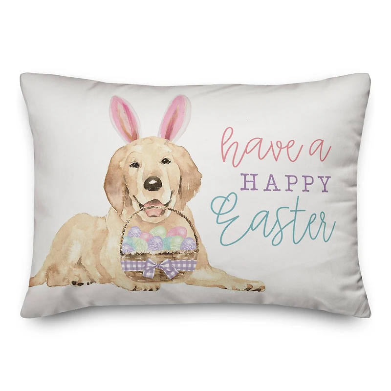 Happy Easter Puppy 20" x 14" Indoor / Outdoor Pillow