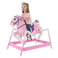 Toy Time Pink Plush Spring Rocking Horse Ride-On