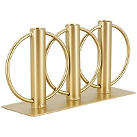 11" Gold Metal Overlapping Circular Ring Candelabra