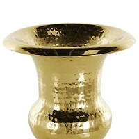 13" Gold Aluminum Hammered Goblet Vase