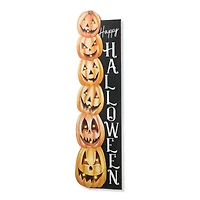 Glitzhome® 42" Lighted Halloween Wooden Stacked Pumpkins Porch Sign with Timer