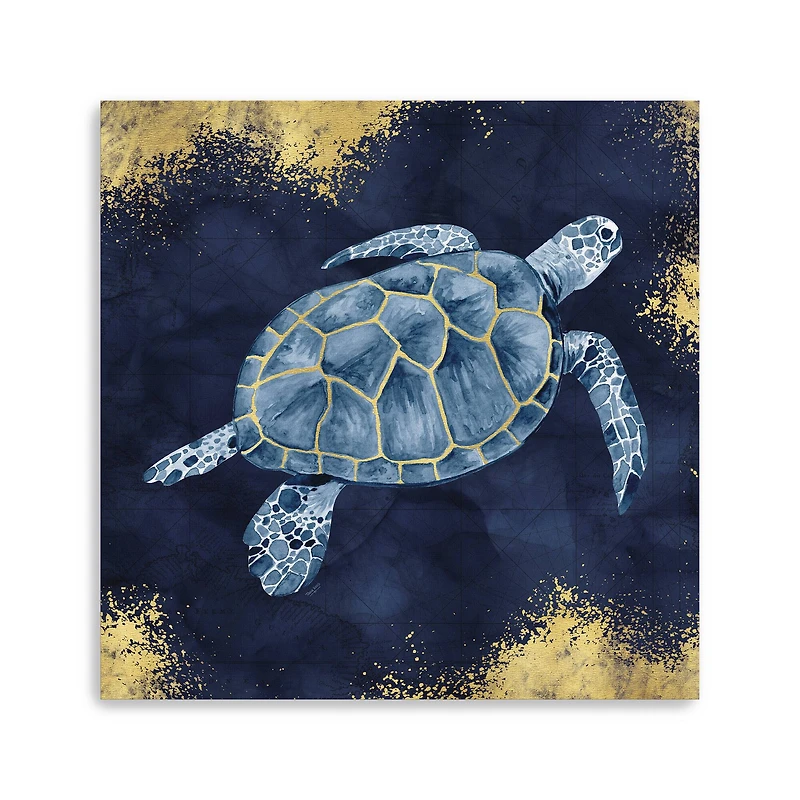 Deep Blue Sea VII Navy Gold Canvas Giclee