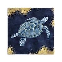 Deep Blue Sea VII Navy Gold Canvas Giclee