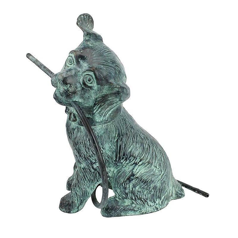Design Toscano Emerald Verde Patina Raining Dogs Bronze Piped Garden Statue