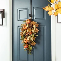 Glitzhome® 27" Fall Pumpkin Leaf Swag