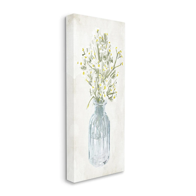 Stupell Industries Quaint White Daisies in Blue Glass Jar Canvas Wall Art