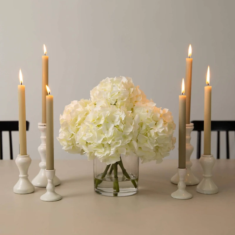 Wedding Collection 14in. Artificial Hydrangea Arrangement in Glass Vase