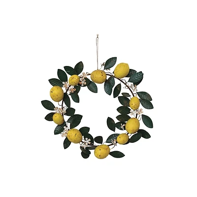 Hello Honey® 16" Hand-Painted Lemon & Leaves Metal Wreath