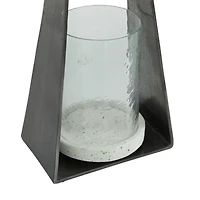 Black Terrazzo Contemporary Candle Holder Lantern, 18" x 8" x 5"