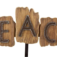 27" x 10" Brown Wood Handmade Live Edge Beach Sign 3 Hanger Wall Hook with Metal Accents