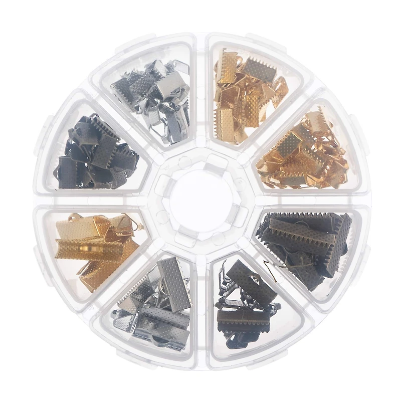 John Bead Clamp Ends Assortment Round 8 Slot Jewelry Making Kit, 138ct.