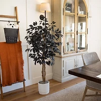 4ft. Artificial Halloween Black Ficus Tree with Natural Trunk