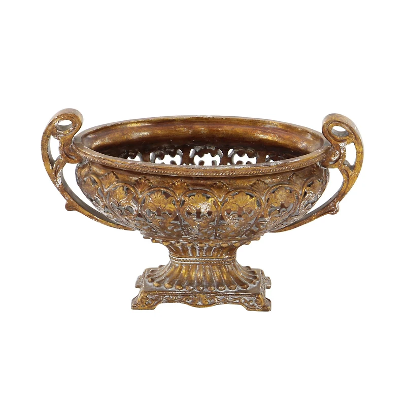 19" Gold Traditional Decorative Bowl Accent with Stand