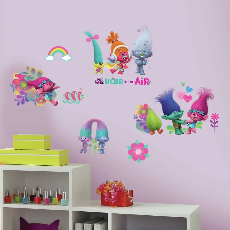 RoomMates Trolls Movie Glitter Peel & Stick Wall Decals