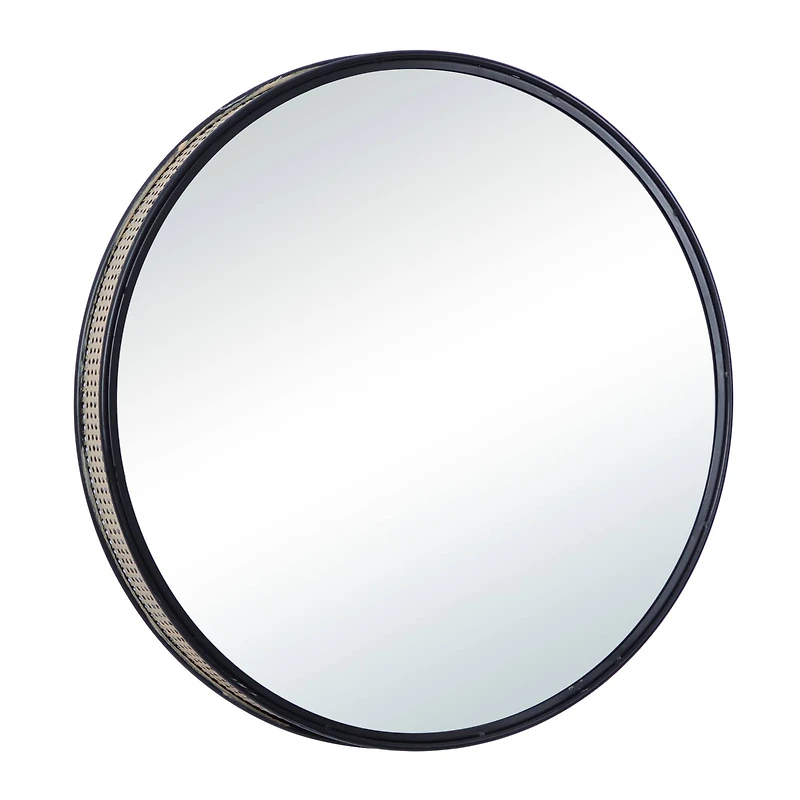 31.5" Black & Brown Contemporary Metal Wall Mirror