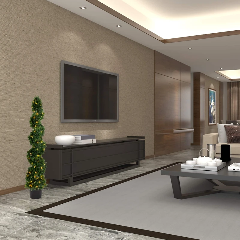 5ft. Pre-Lit Potted Cedar Spiral Topiary Tree