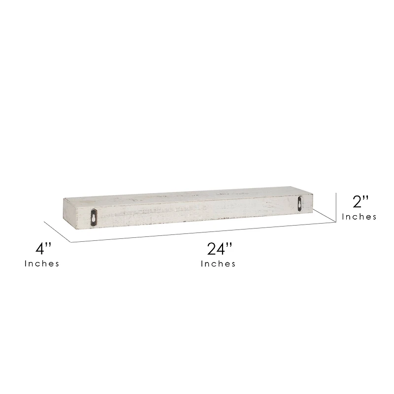 Whitewashed Wooden Wall-Mounted Wine Glass Floating Shelf