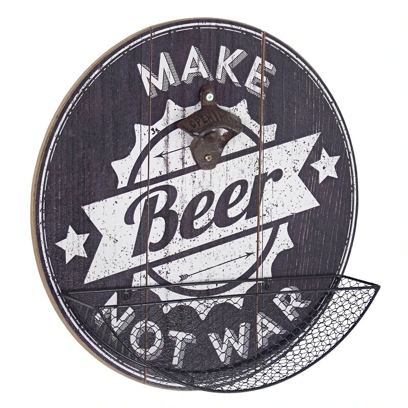 14" Make Beer Not War Wall Mounted Bottle Opener