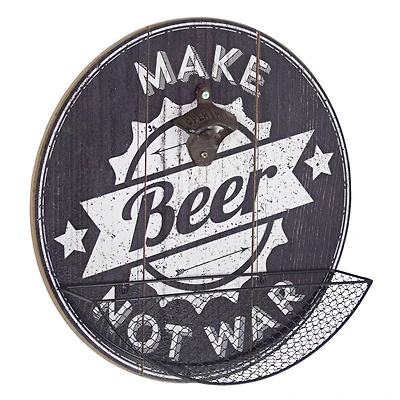 14" Make Beer Not War Wall Mounted Bottle Opener
