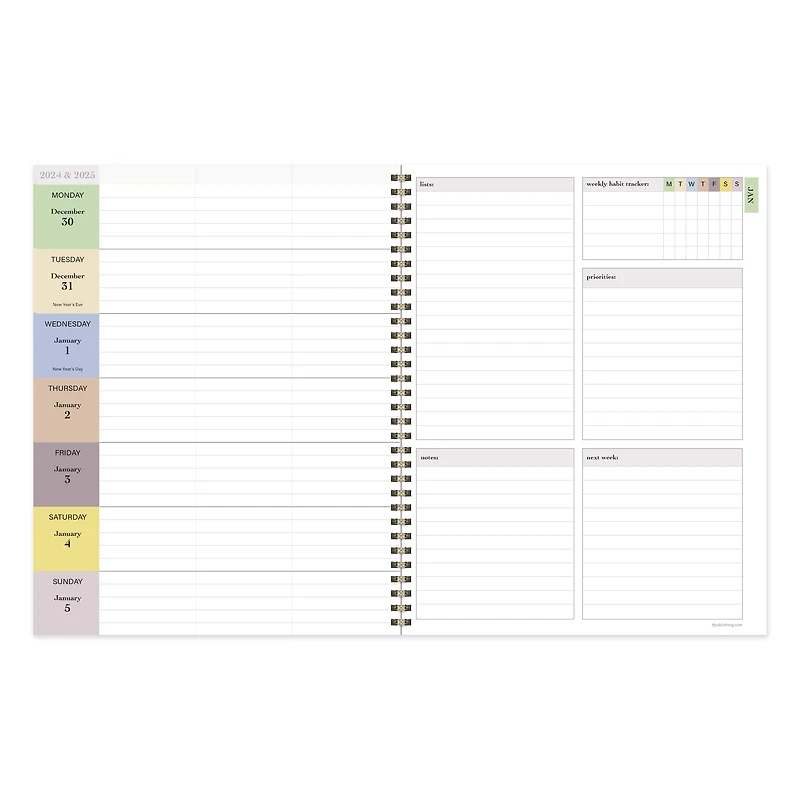 TF Publishing 2025 Large Daphne Print Weekly Monthly Spiral Planner