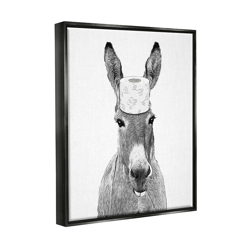 Stupell Industries Donkey Toilet Paper Funny Bathroom Floater Framed Art