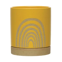 Hello Honey® 7.25" Yellow Stoneware Rainbow Planter & Saucer Set