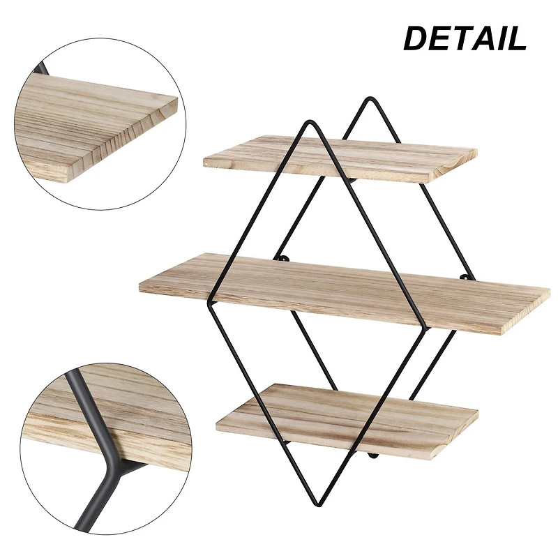 Haitral Rustic 3-Tier Brown Floating Shelf