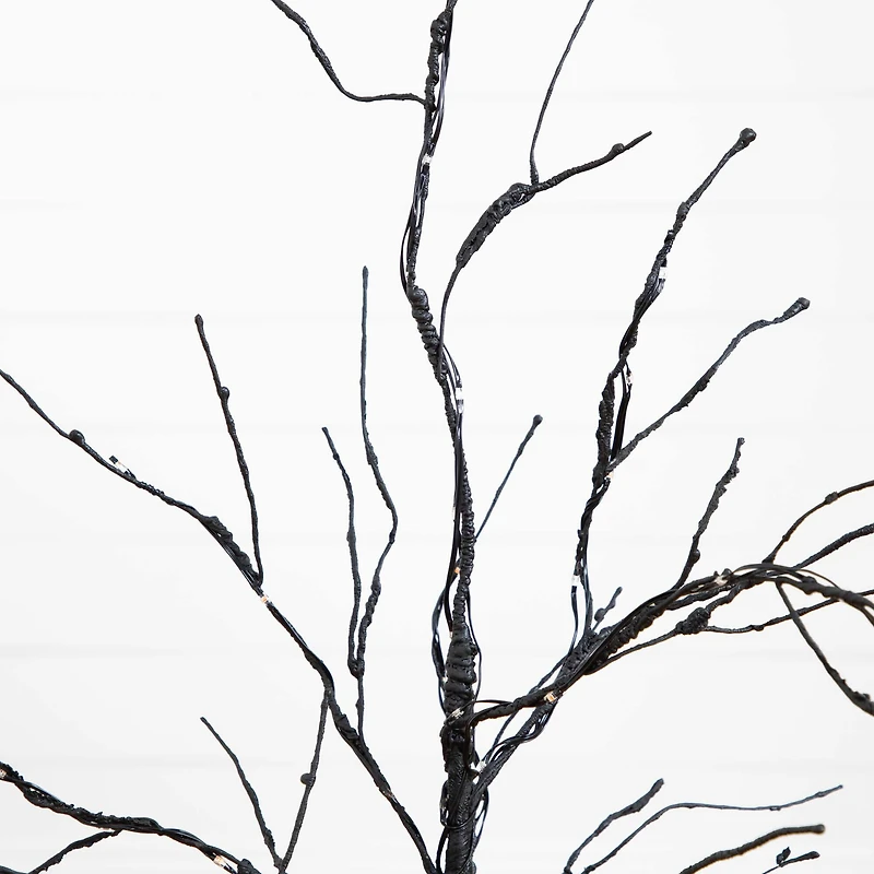 3ft. Pre-Lit Halloween Black Twig Artificial Tree with 80 Orange & Purple LED Lights