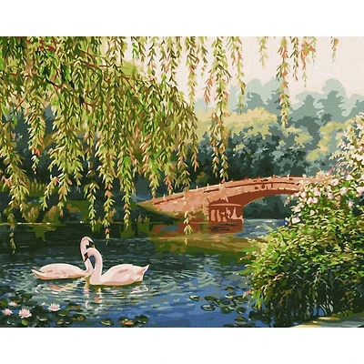 Swans on the Lake Painting by Numbers Kit