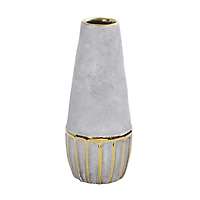 10" Regal Stone Decorative Vase with Gold Accents