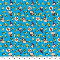 Nintendo® Donkey Kong™ Banana Blue Cotton Fabric 