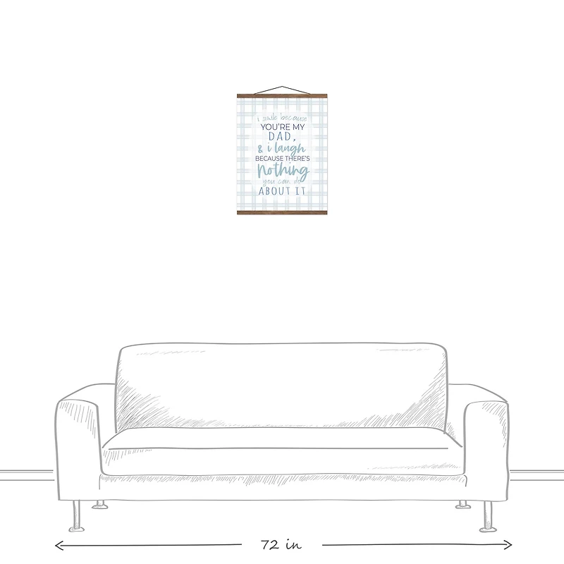 I Smile Because You're My Dad Teak Hanging Canvas