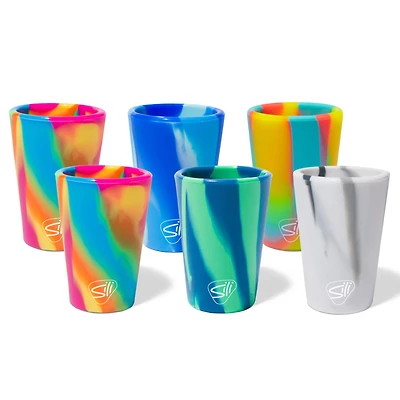 Silipint® 1.5oz. Mixed Multicolor Swirl Silicone Shot-Glasses, 6ct.