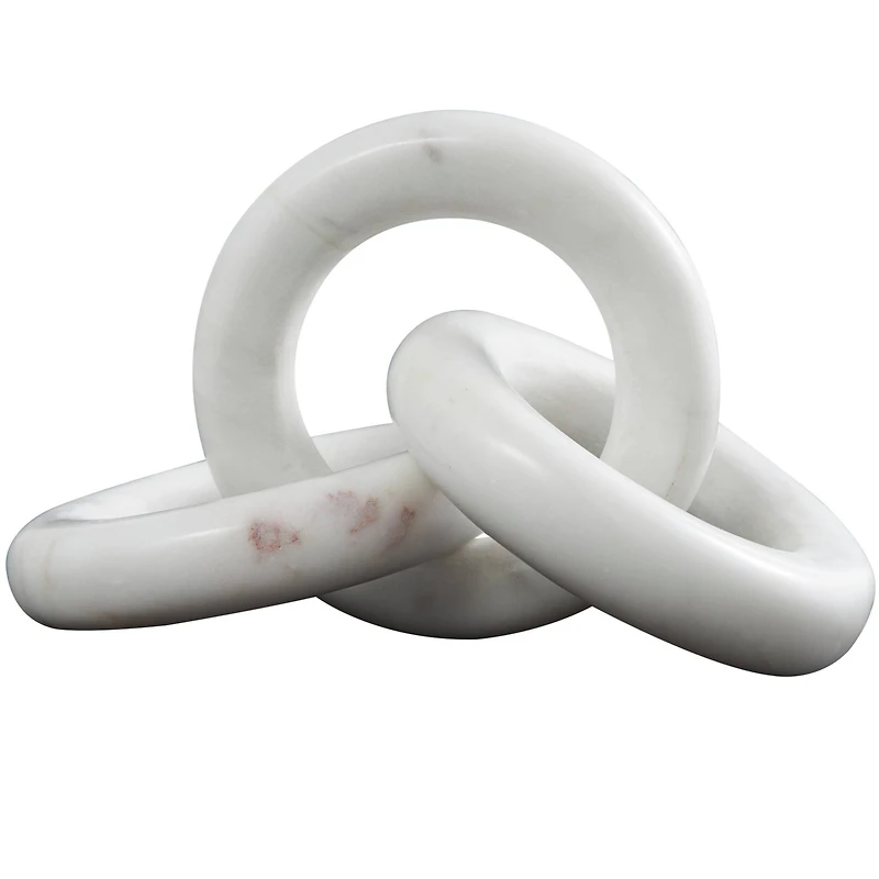 10" White Marble 3 Link Chain Sculpture Décor