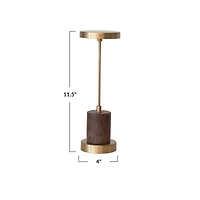 Hello Honey® 11.5" Antique Brass Finish Mango Wood & Metal Touch Sensor LED Table Lamp