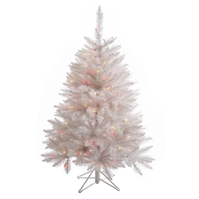 3.5ft. Pre-Lit Sparkle White Spruce Artificial Christmas Tree, Multi-Colored LED Lights