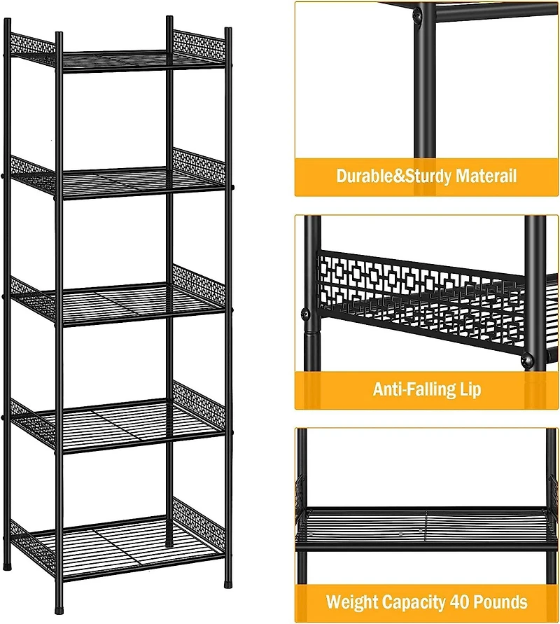 NEX™ 57" Black 5-Tier Wire Storage Organizer