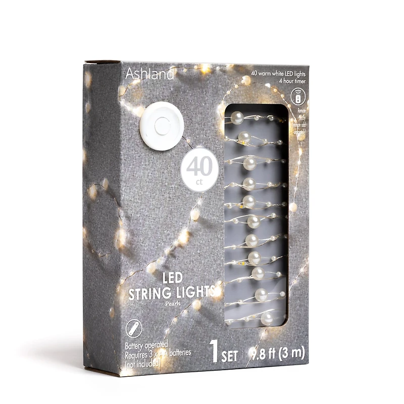 40ct. Warm White Pearl LED String Lights by Ashland®