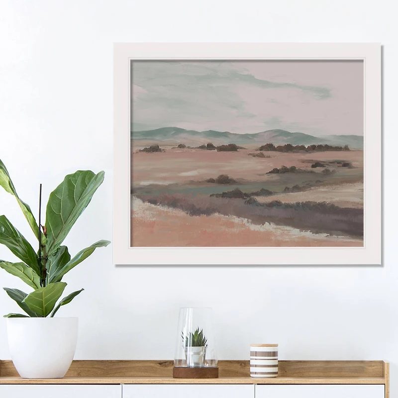 Grass Plains White Framed Print