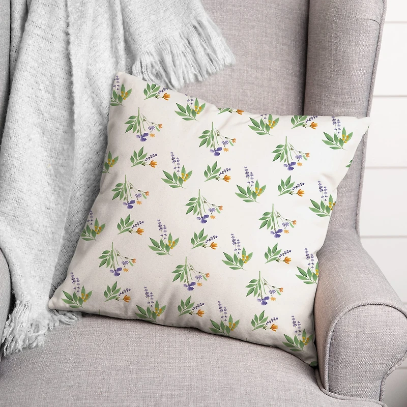 Spring Flower Bunches 18" x 18" Throw Pillow