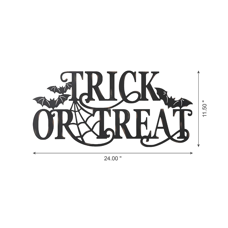 Glitzhome® 24" Metal Halloween TRICK OR TREAT Wall Sign