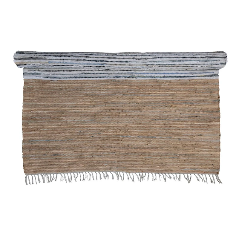 Hello Honey® Gray & Tan Rectangle Chindi Rug with Fringe, 7ft. x 5ft.