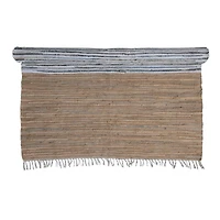 Hello Honey® Gray & Tan Rectangle Chindi Rug with Fringe, 7ft. x 5ft.