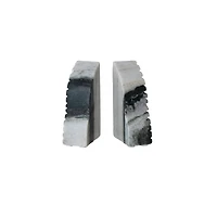 Hello Honey® 5" Black Mélange Carved Marble Bookend Set
