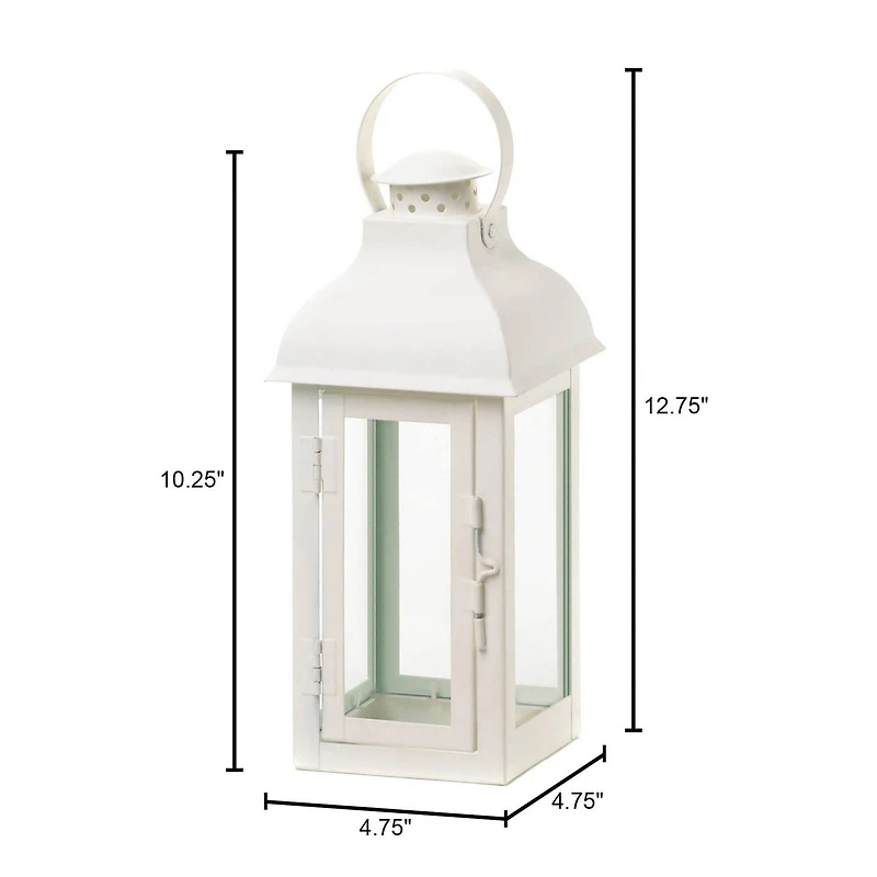 12.75" Gable White Lantern
