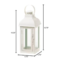 12.75" Gable White Lantern