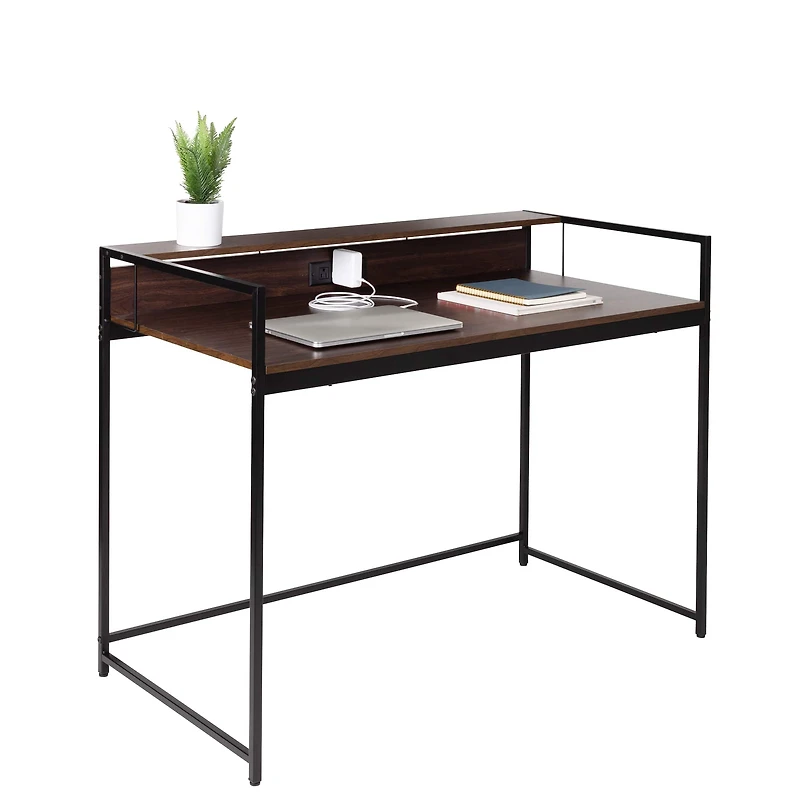 Honey Can Do Walnut & Black Computer Desk