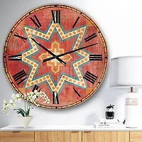 Designart Moroccan Orange Tiles Collage I Bohemian Wall Clock