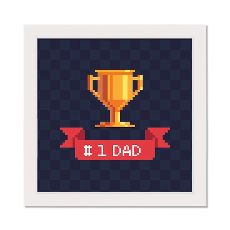 Number 1 Dad White Framed Canvas Art