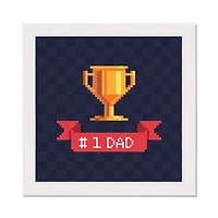 Number 1 Dad White Framed Canvas Art